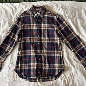 Gitman Brothers Navy and Red Plaid Flannel Shirt